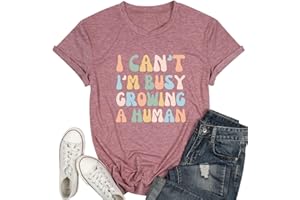 Tewmeu Mama Shirt for Women I Can't I'm Busy Growing A Human Shirt, Funny Pregnancy Shirt