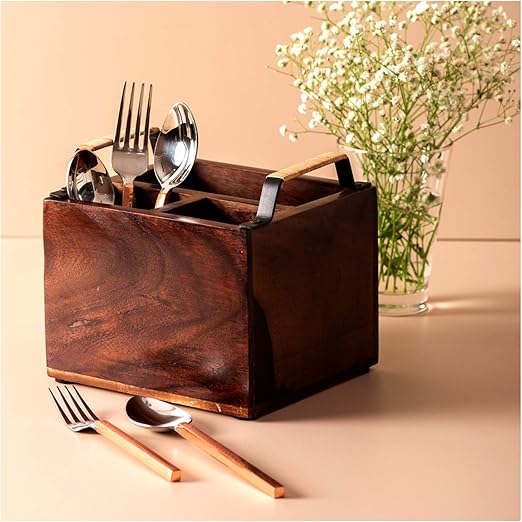 Buy Nestroots Spoon Stand for Dining Table Chammach Stand Wooden