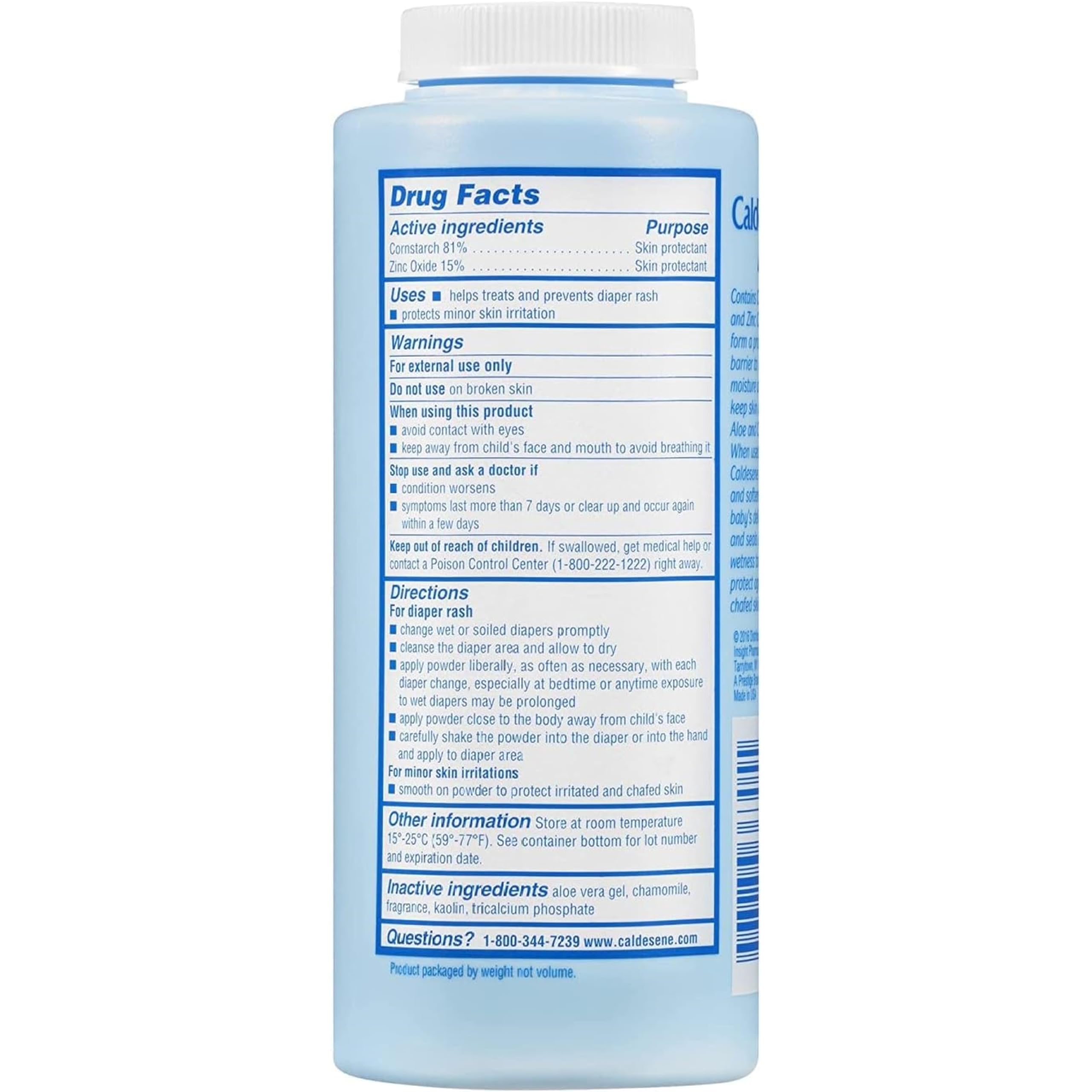 Caldesene Dry & Comfy Baby Powder with Zinc Oxide & Cornstarch, Free from Talc & Preservatives, 5 Oz., Pack of 6