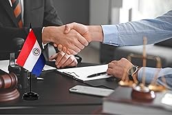 Paraguay Paraguayan Small Mini Desk Flag Set