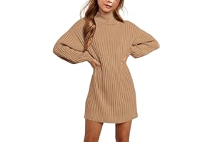 Virmoku Girls Oversized Sweater Dress Turtleneck Batwing Sleeve Winter Long Kids Casual Sweaters for Girls Dresses