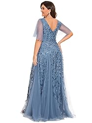 Ever-Pretty Womens Plus Size V-Neck Sequin