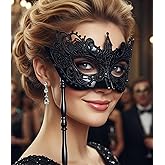 Maeaccx Black Masquerade Mask with Stick, Lace Handheld Antifaz, Cosplay Fashion Shows Accessories for Women