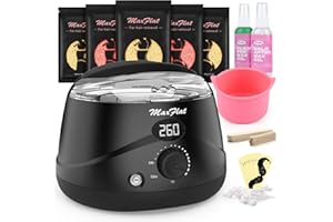 MAXFLAT Waxing Kit, Wax Kit for Women and Men, Digital Wax Pot Hard Wax Kit with 51 Accessories (17.6 oz), Includes Alloy and Silicone Wax Pots, for Full Body Armpit Brazilian Bikini Waxing