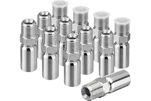 Racewill 12 Pack 1/2" NPTF Hydraulic Hose Fittings, 3/8" I.D. Hose x 1/2" NPTF Male with Protection Cover Hydraulic Hose End Crimp Fitting Kits