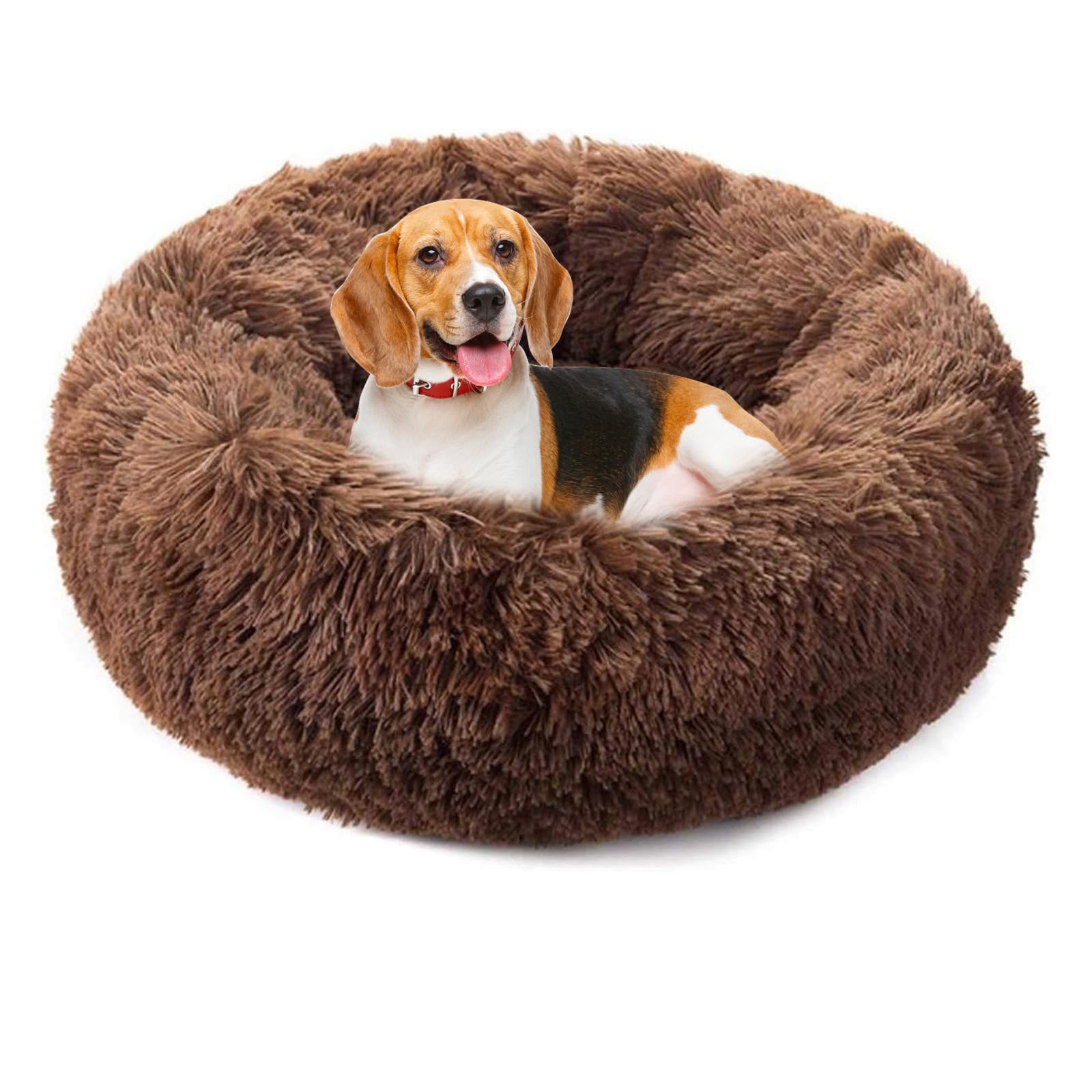 PETCUTE Dog Bed Cat Bed for Indoor Cats Washable Plush Donut Pet Bed Soft Calming Cuddler Kennel Small Medium Large