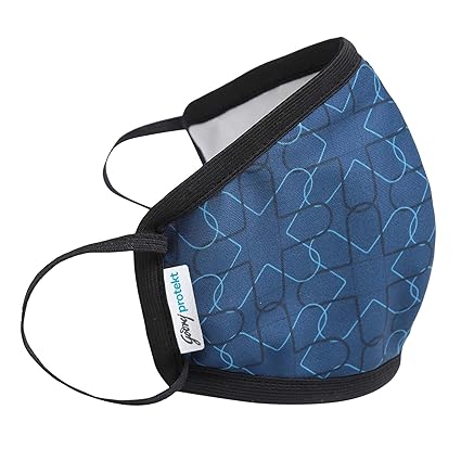 Godrej Protekt P-W95 Reusable Face Mask | for Men & Women | 6 Layer Germ Shield Technology | Design: Navy | Size: LARGE