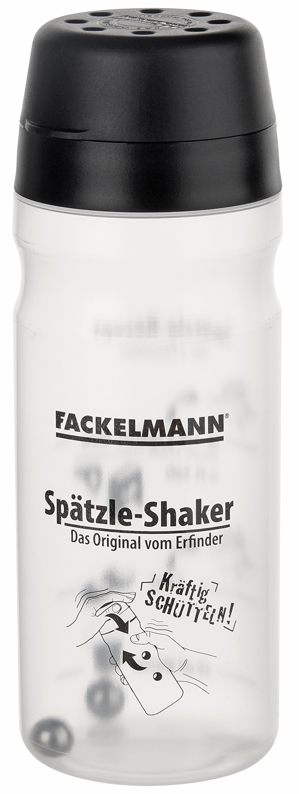 Fackelmann Plastic/Stainless Steel Spatzle-Shaker, White/Black, 21 x 7.5 x 5.5 cm