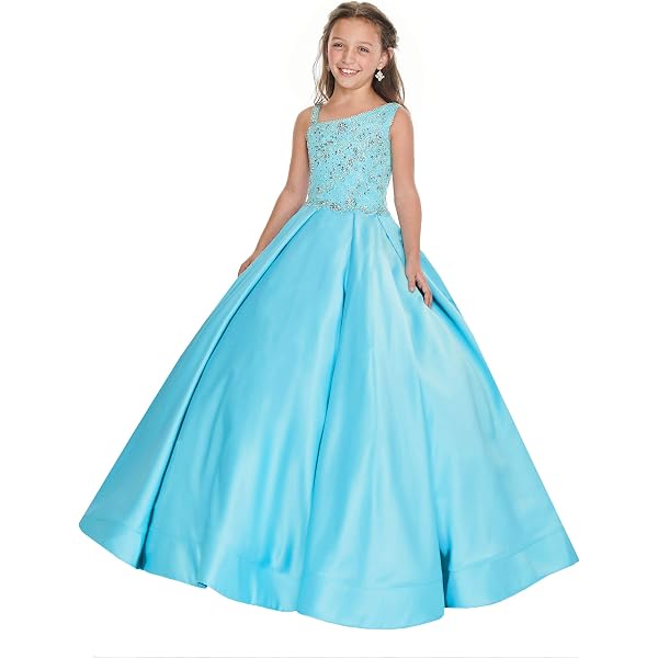 VeraQueen Girl's Off-Shoulder Princess Dress – Sparkly Tulle Pageant Dress For Birthdays & Parties (Turquoise) - View #6