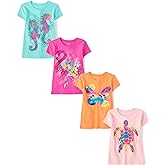 The Children's Place Girls Trends,Icons Short Sleeve Graphic T-Shirts,4 Pack