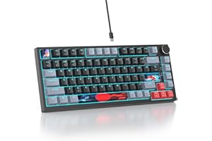 SbocKeeb 75 Percent Keyboard Gasket-Mounted with Sound Absorbing Pads, 82-Key Compact Wired RGB Mechanical Gaming Keyboard Ho