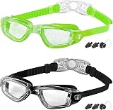 COOLOO Kids Swimming Goggles 2 Pack Anti-Fog UV Proof No Leaks for Ages 3-16