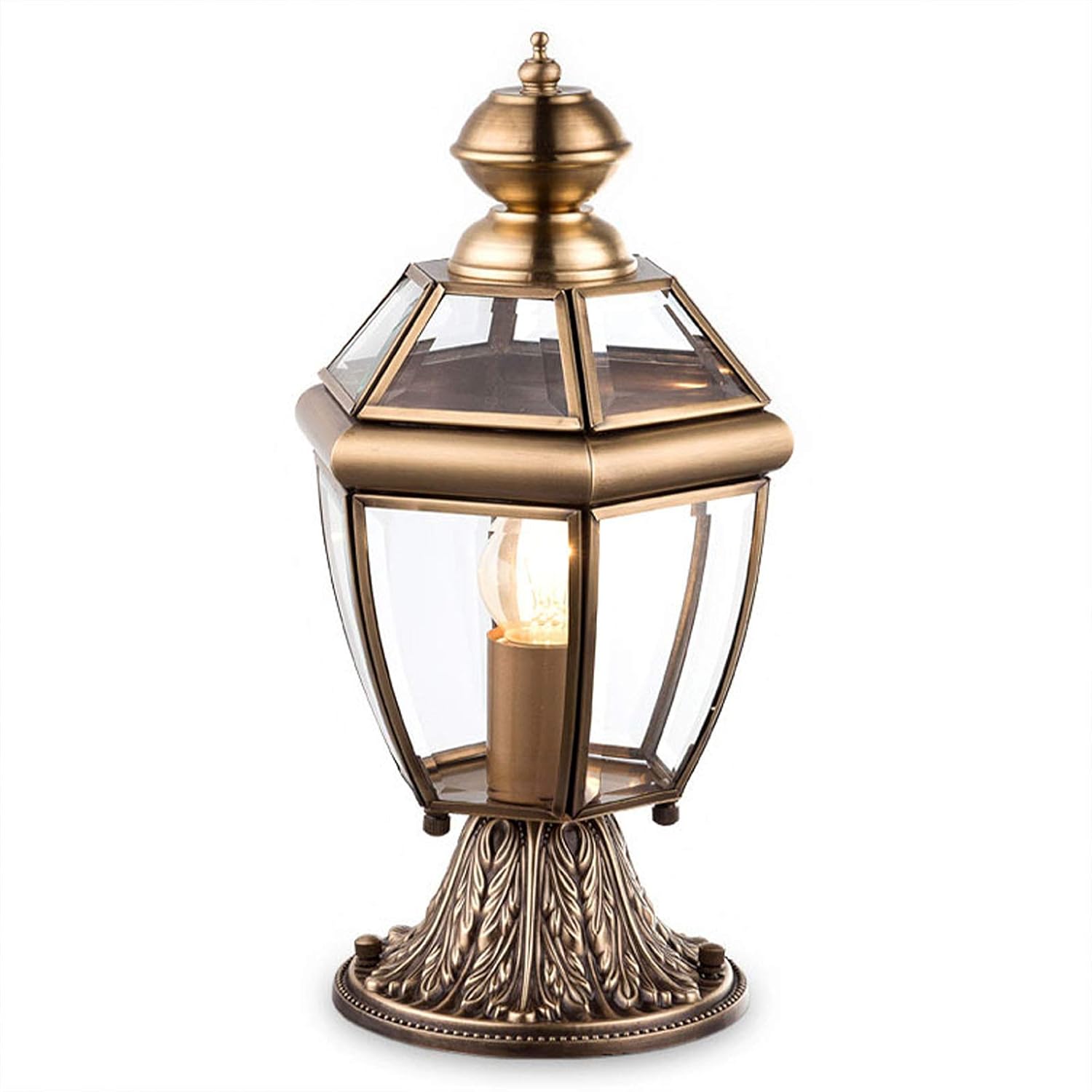 QEGY Vintage Puerta Lámpara para Pilar E27, Cobre Lámpara de para