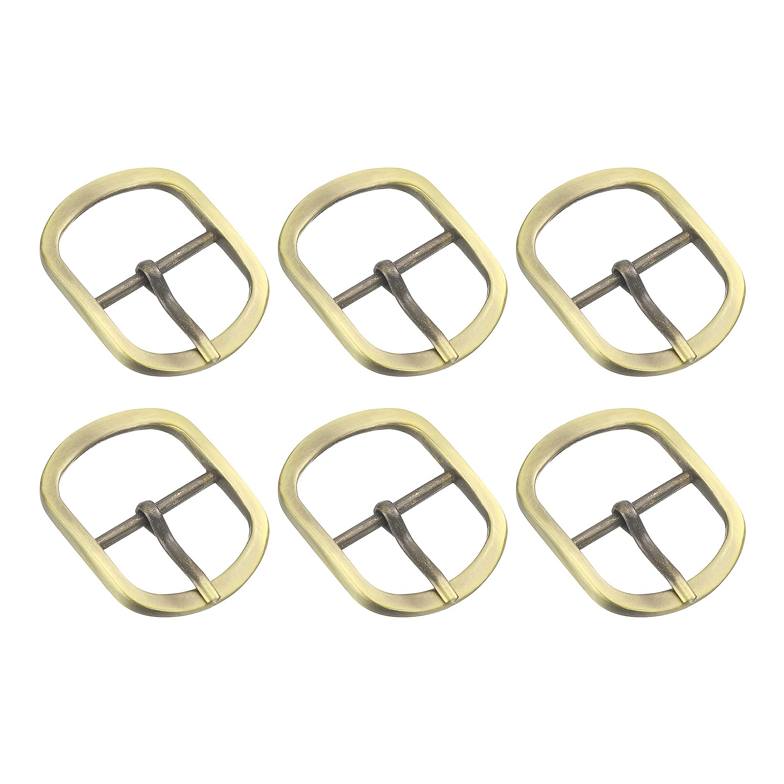 Uxcell 6Pcs 0.98" Metal Roller Buckle, Single Prong Belt Buckle Oval Center Bar Buckles for Leather Craft Accessories, Brush Bronze