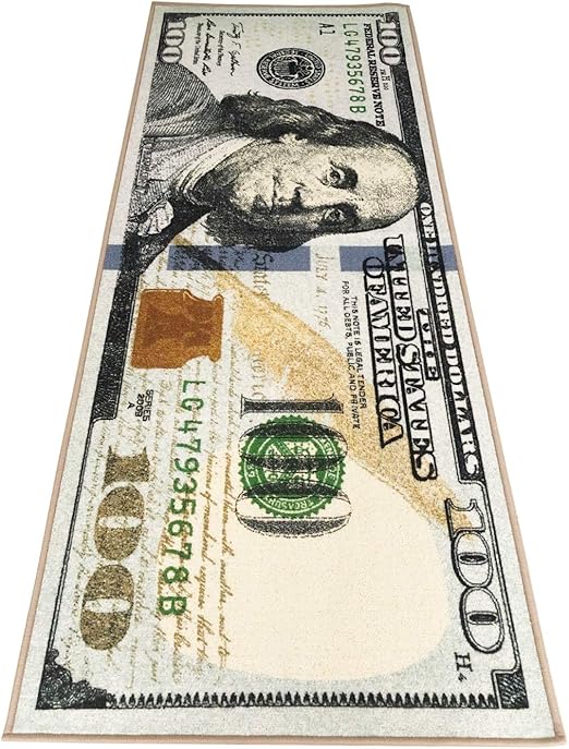 100 dollar bill rug black