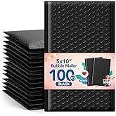 GSSUSA Black Bubble Mailers 5x10" Small Padded Envelopes 100 Pack Usable Size 5X9" Bubble Shipping Envelopes,Strong Adhesion Padded Mailer,Self-Seal Bubble Envelopes for Small Business.