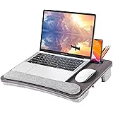 Lap Desk Laptop Bed Table: Fits up to 15.6 inch Laptop Computer lapdesk with Soft Pillow and Storage Bag - Padded Lap Work Tr