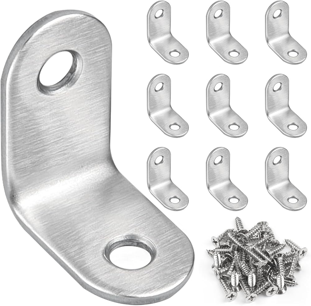 JatilEr 10 Pcs Angle Brackets 30x30mm 90 Degree Stainless Steel with 20 Screws