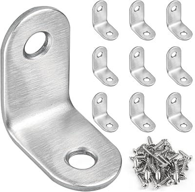 JatilEr 10 Pcs Angle Brackets 30x30mm 90 Degree Stainless Steel with 20 Screws