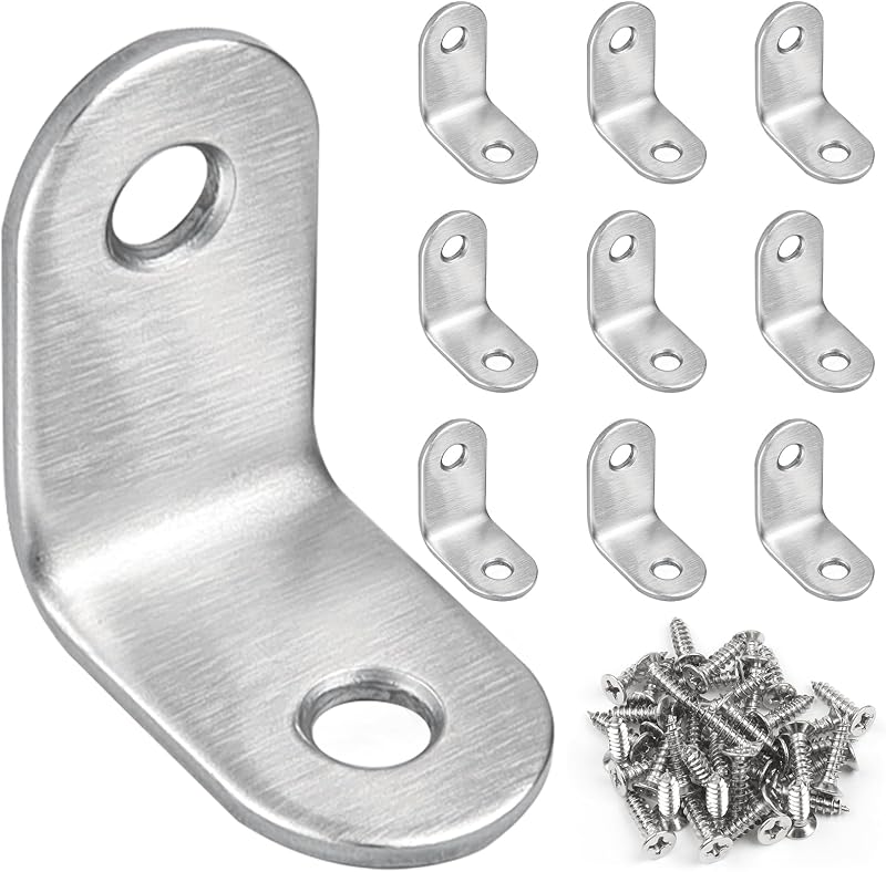 JatilEr 10 Pcs Angle Brackets 30x30mm 90 Degree Stainless Steel with 20 Screws
