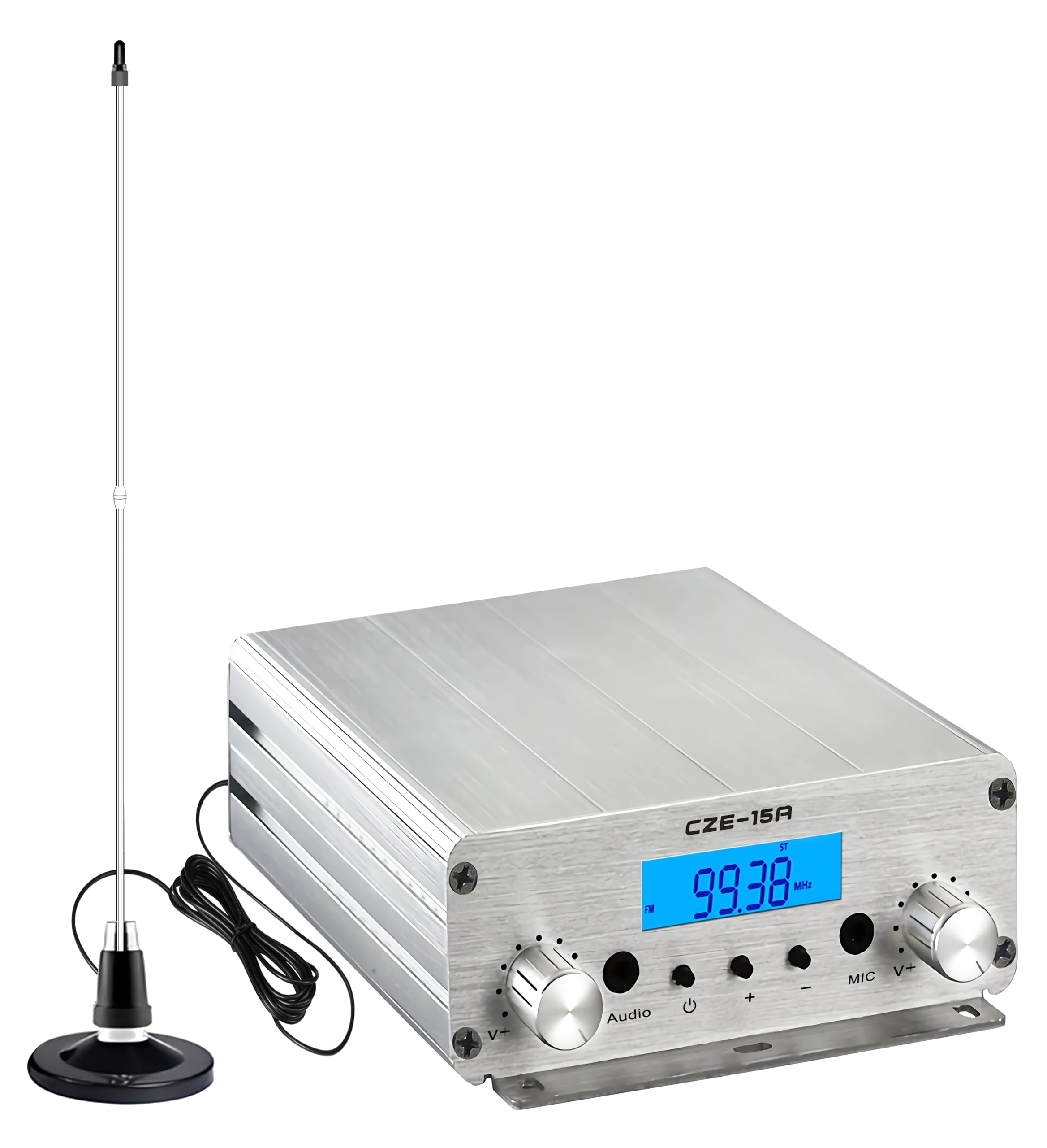 Photo 1 of 15W Long Range FM Broadcast Transmitter for Drive-in Movie, Church Parking Lot, Lights Fireworks Show,Fireworks Display,School, Supermarket Events with 3.5mm Mic Jack (15A)