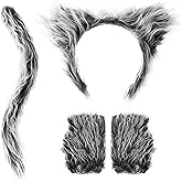 Beviliu Wolf Ears Grey, Wolf Headband Halloween, Wolf Fox Ears Headband Adult