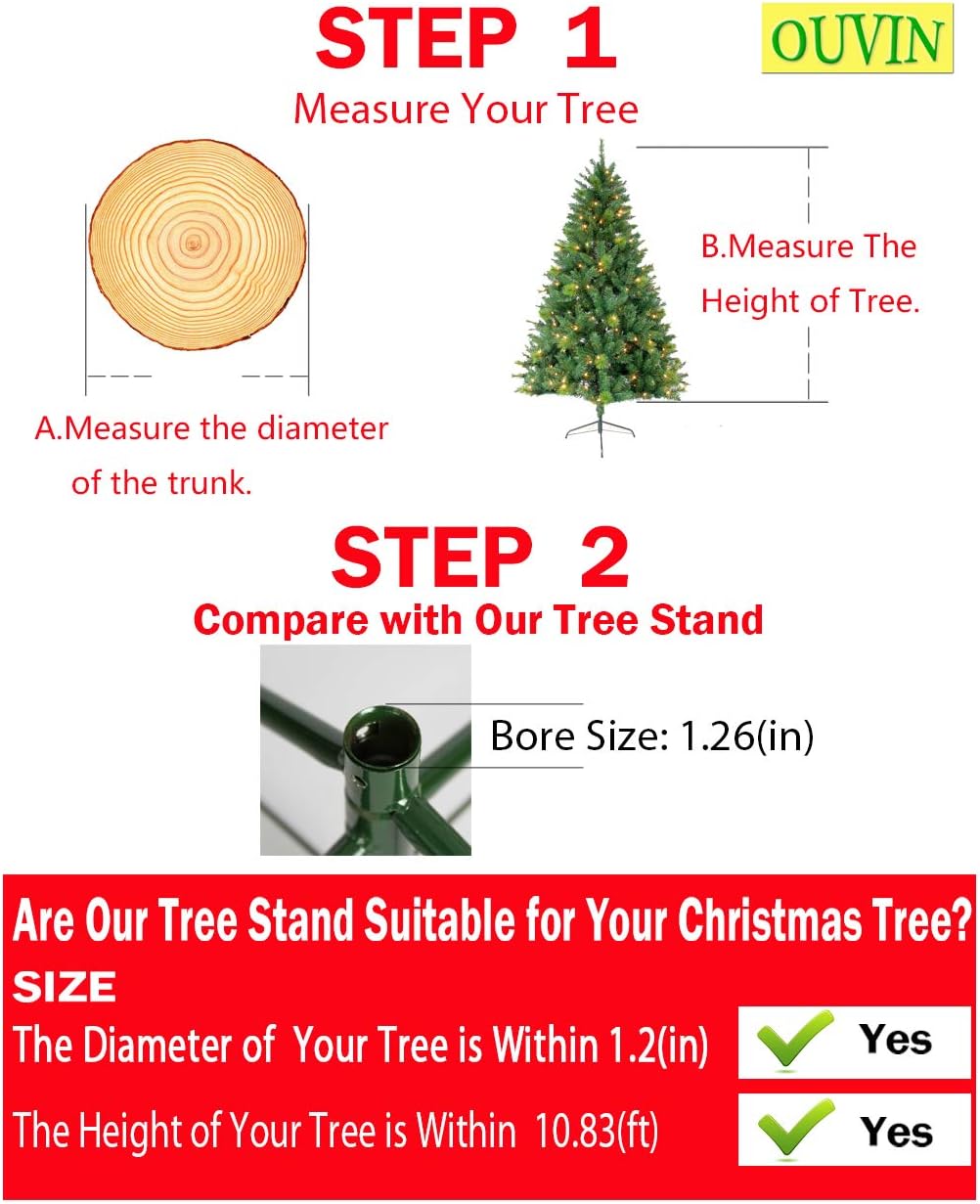 Ouvin Christmas Tree Stand 4 Foot Base Iron Metal Bracket Rubber Pad with Thumb screw (50Green), large - Image 3