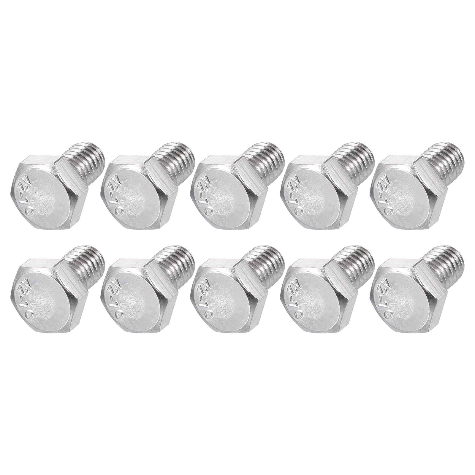 METALLIXITY Hex Bolts (M6-1x10mm) 50Pcs, 304 Stainless Steel Coarse Fully Threaded Hex Head Screw Bolt Machine Screws - for Furniture Repair, Silver