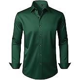 Alimens & Gentle Men's Dress Shirts Long Sleeve Wrinkle Free Stretch Business Casual Wedding Button Down Shirt