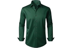 Alimens & Gentle Men's Dress Shirts Long Sleeve Wrinkle Free Stretch Business Casual Wedding Button Down Shirt