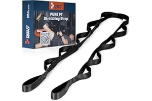 PURE PT SUPPLY Pure PT Stretching Strap – Physical Therapist-Approved yoga straps for stretching | Premium Stretch Strap with 10 Loops for Yoga, Rehab, Injury Recovery & Flexibility, Expert Workouts Included