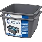 Vakly Plastic Wash Basin, 7 Qt, Rectangular, Graduated, 2 Pack | Hospital bedside soaking tub, Portable washbasin, Washing &amp; cleaning, Foot bath, Face cleansing, Dish washing, Laundry
