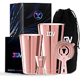 IOV Boston Cocktail Shaker Bar Set, Bartender Kit Drink Mixer Set with 18 oz & 28 oz Boston Shakers, Hawthorne Strainer, Double Jigger, Bar Tool Kit and Recipe Booklet - Rose Gold