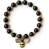 Honaer Queen Bee Bracelets Inspirational Friendship Beaded Stretch Bracelet Cute Jewelry Gifts for Women with Card