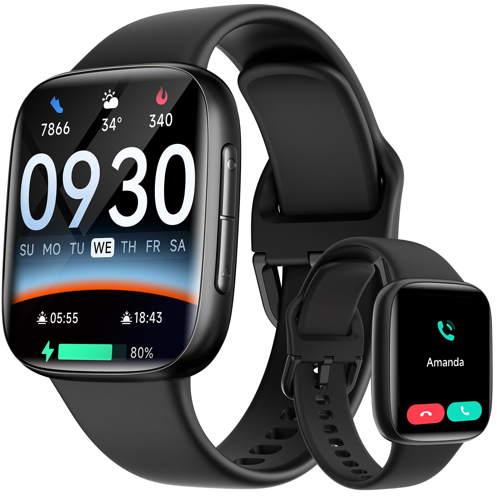 Photo 1 of Smart Watch for Men Women, 1.85" AMOLED Screen Smartwatch Compatible iPhone/Samsung/Android (Answer/Make Call), 100+ Sport Modes Fitness Tracker with Heart Rate/SpO2/Sleep Monitor, 3ATM Waterproof