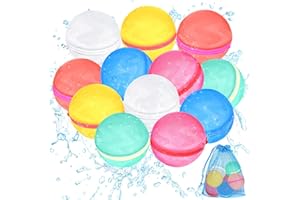 MADZEE 12 PCS Reusable Water Bomb Balloons, Soft Silicone Quick Fill Balls, Splash Fun, Summer Pool Beach Toys for Kids (12 pcs mixed)