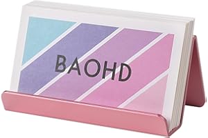 BAOHD Rose Gold Business Card Holder for Desk, Cute Business Card Holder Display Stand, Metal Desktop Business Card Organizer