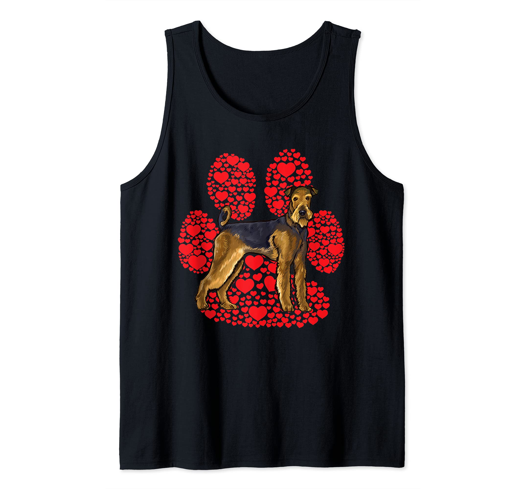 Airedale Terrier Valentines Day Dog Love Paw Tank Top