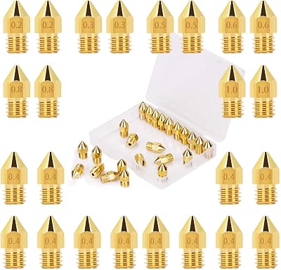 LUTER MK8 Nozzles 24PCS Brass 3D Printer Extruder Set 0.2-1.0mm w/ Box CR-10