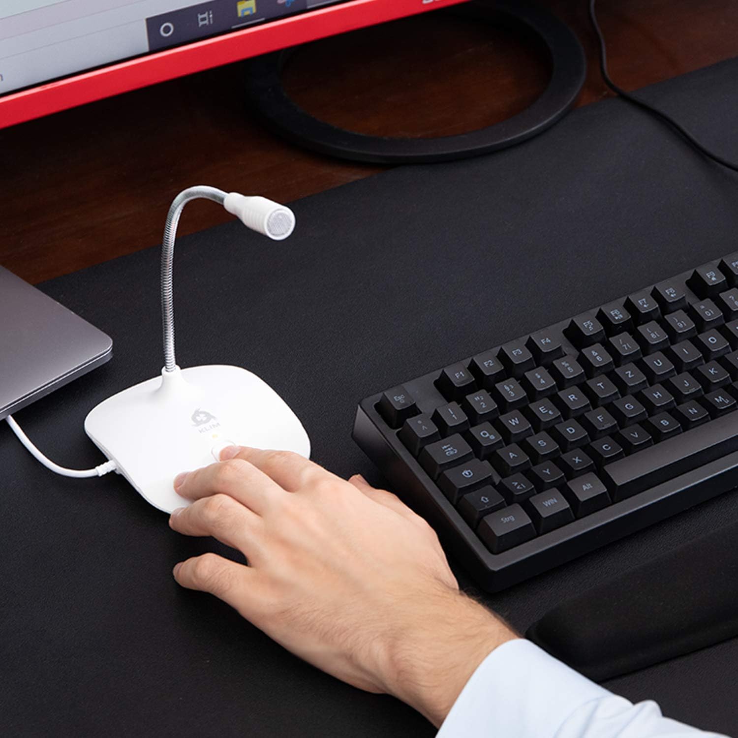 KLIM Talk - USB Desk Microphone for Computer - Compatible with Any PC, Laptop, Mac, PS4 - Professional Desktop Mic with Stand - Recording, Gaming, Streaming, YouTube, Podcast Mics - White: Home Audio & Theater