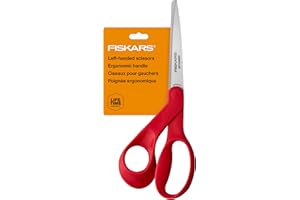Fiskars All-Purpose Left-Handed Scissors - Ergonomically Contoured - 8" Stainless Steel - Paper and Fabric Scissors for Offic