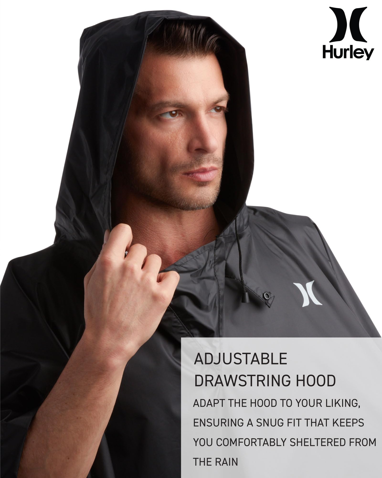 Hurley Ponchos Adult - Waterproof Rain Ponchos for Adults, Lightweight Packable Rain Poncho for Hiking, Camping & Emergency