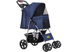 VIAGDO Dog Stroller, Pet Strollers for Small Medium Dogs & Cats, 4 Wheels Dog Jogging Stroller Folding Doggy Stroller with Storage Basket for Dog & Cat Traveling Strolling Cart