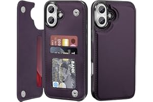 Bizzib for iPhone 17 Wallt Case with Card Holder,Premium PU Leather Kickstand Card Slots Drop Protective Shockproof Rugged Cover Flip Case for Apple iPhone 17 6.3 2025, Dark Purple