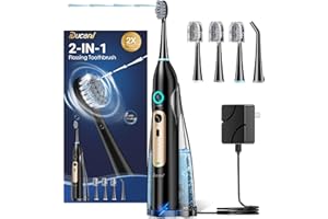 DUCARD Electric Toothbrush with Water Flosser Combo, Sonic Electric Toothbrush for Adults, Cordless & Portable flossing Toothbrush for Travel, 3 Brush Modes & 5 Floss Speed for Teeth Cleaning and Gum Health