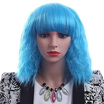 Amazon Com Anime Wigs Qi Liu Short Hair Blue Gradient Corn