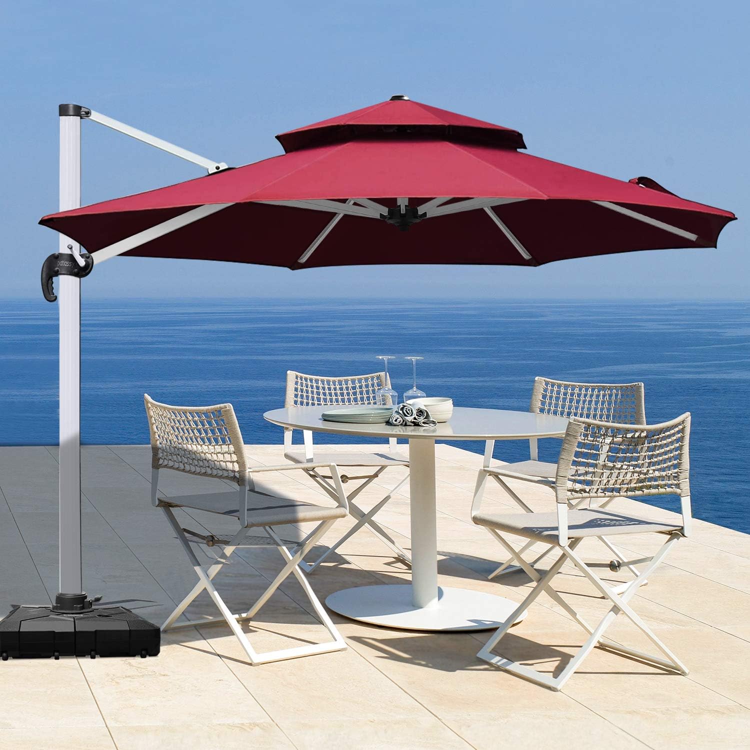 Patiassy 10 Feet Double Top Patio Offset Hanging Umbrella Outdoor Market Umbrella Garden Umbrella 4 Layers Fabric All Aluminum Custom Frame 5 Years Non Fading Warranty Amazon Co Uk Garden Outdoors