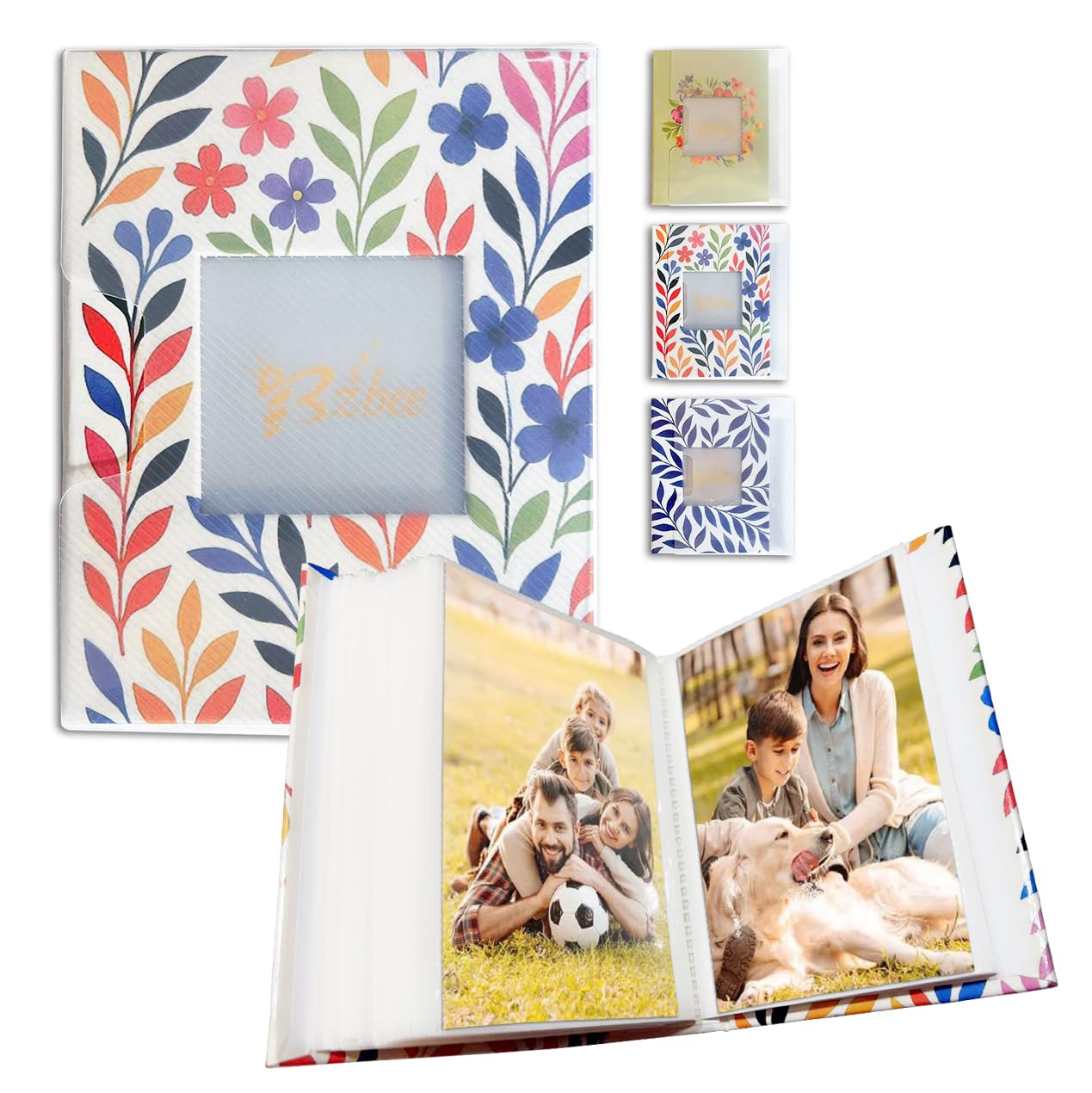 Bzbee 6x4 Slip In Photo Album 100 Pockets | With Protective Poly Carry Case | Acid-Free Sleeves | Hard Cover | Holiday Travel Family Memory Book (Multi)