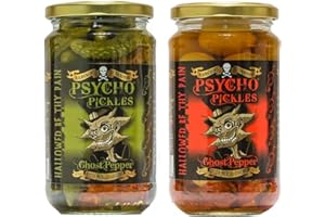 PSYCHO JUICE Psycho Pickles Combo - Ghost Pepper Pickled Onions And Ghost Pepper Pickled Gherkins