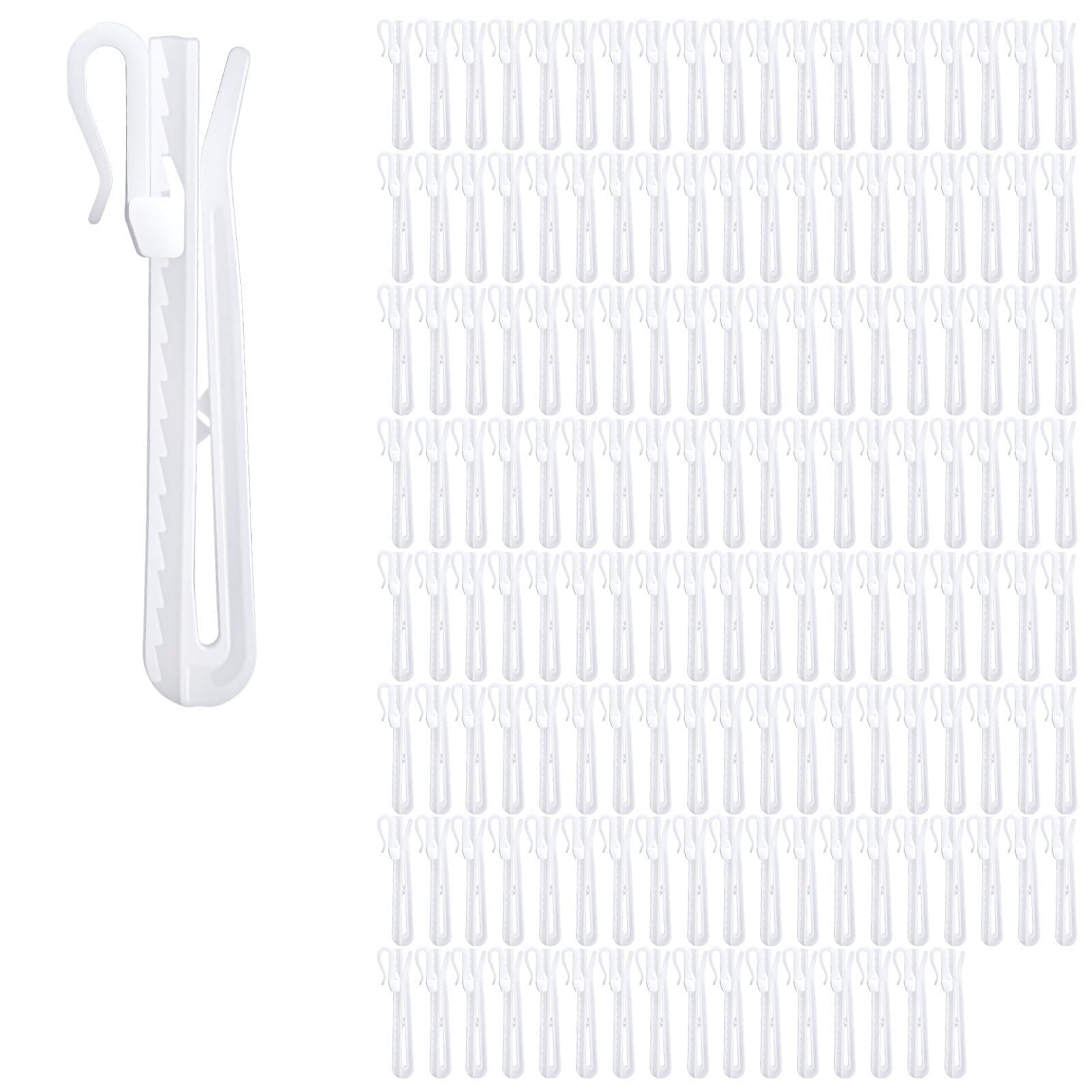 Photo 1 of Yuanan 150 PCS Adjustable Curtain Hooks, Plastic Curtain Hooks 85mm Adjustable Pinch Pleat Curtains Hook Ratchet System Pinch Pleat Curtains Hook White Pins for Window Door Bathroom